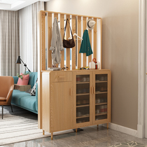 Nordic porch partition shoe cabinet solid wood legs into the home door with hanger simple modern storage cloakhouse