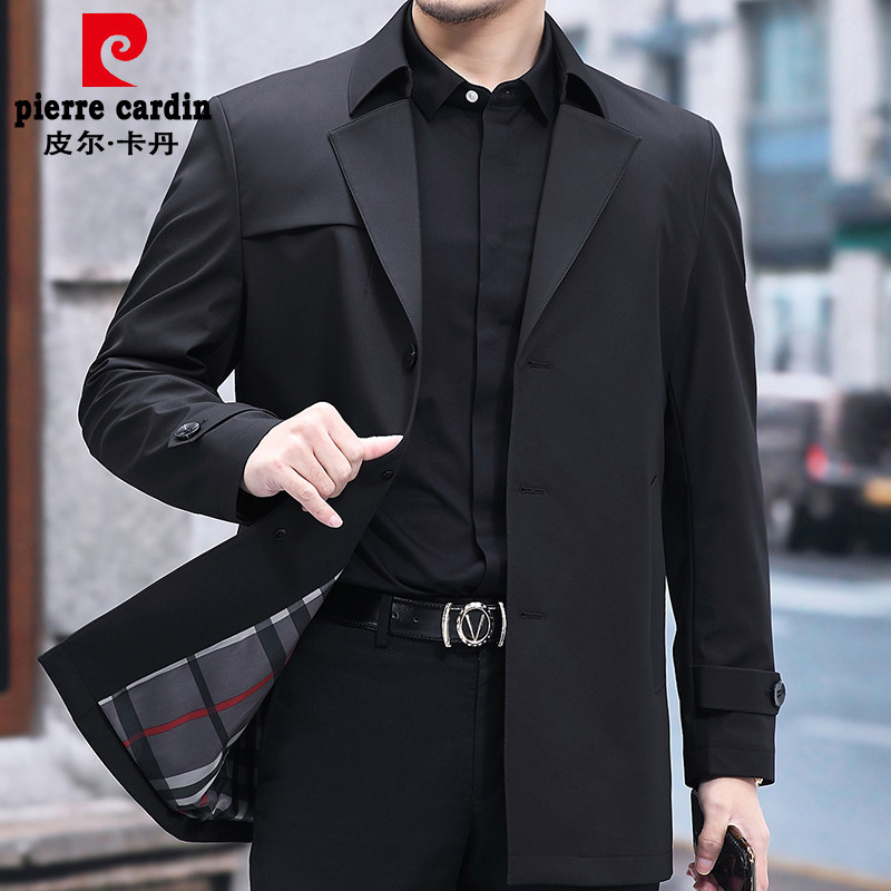 Pilkaden 2022 Windjersey Men's Spring Autumn New Pint Medium Long Version Middle-aged Casual Jacket West Suit Collar Business Autumn Clothing