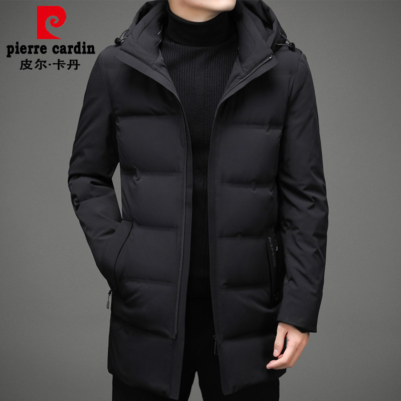 Pierre Cardin down jacket men's mid-length 2022 new winter hooded middle-aged men's brand jacket