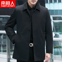 Antarctic Spring and Autumn new mens fashion casual jacket middle-aged multi-pocket cotton windbreaker comfortable mid-length