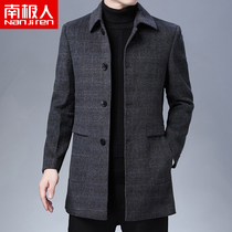 Antarctic winter new middle-aged wool woolen woolen coat mens long mens coat lapel double-sided nanny coat