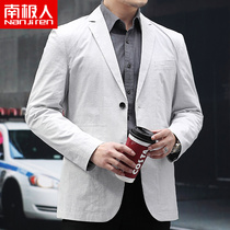 Antarctic spring and autumn new middle-aged mens casual suit all-match mens cotton single west portable west jacket thin single