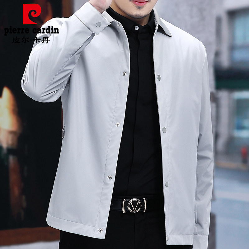 Pierre Cardenzzing Middle-aged Men's Jacket Jacket Pure Color Business Dad Dress Short 100 hitch Spring and Autumn Thin Jacket