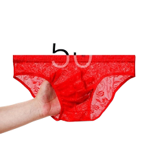 Mens non-marking comfortable all-season briefs lace transparent breathable skin-friendly one-piece shorts