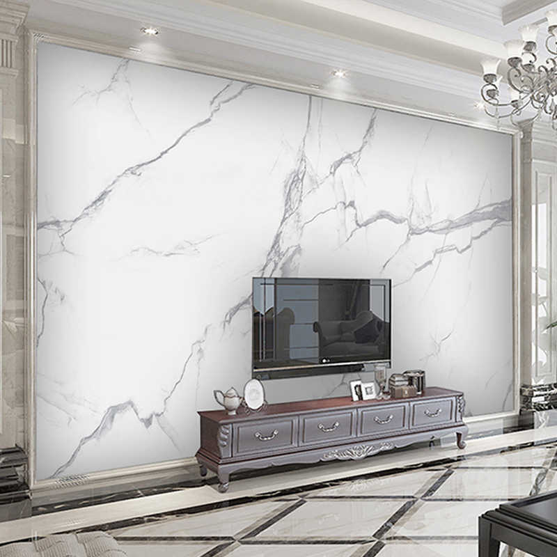 3d簡歐仿大理石電視背景牆紙爵士白大氣壁畫仿瓷片輕奢影視壁紙