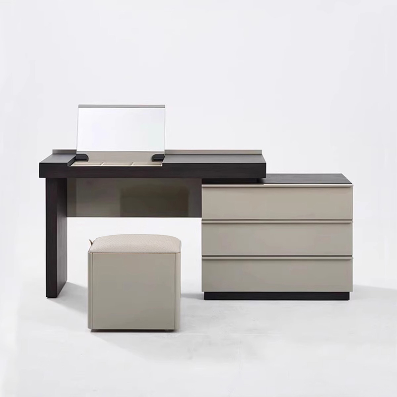 Italian Minimalist Dressing Table and Drawer Cabinet Integrated High-End Designer Style Small Apartment Flip-Top Makeup Desk Storage Cabinet