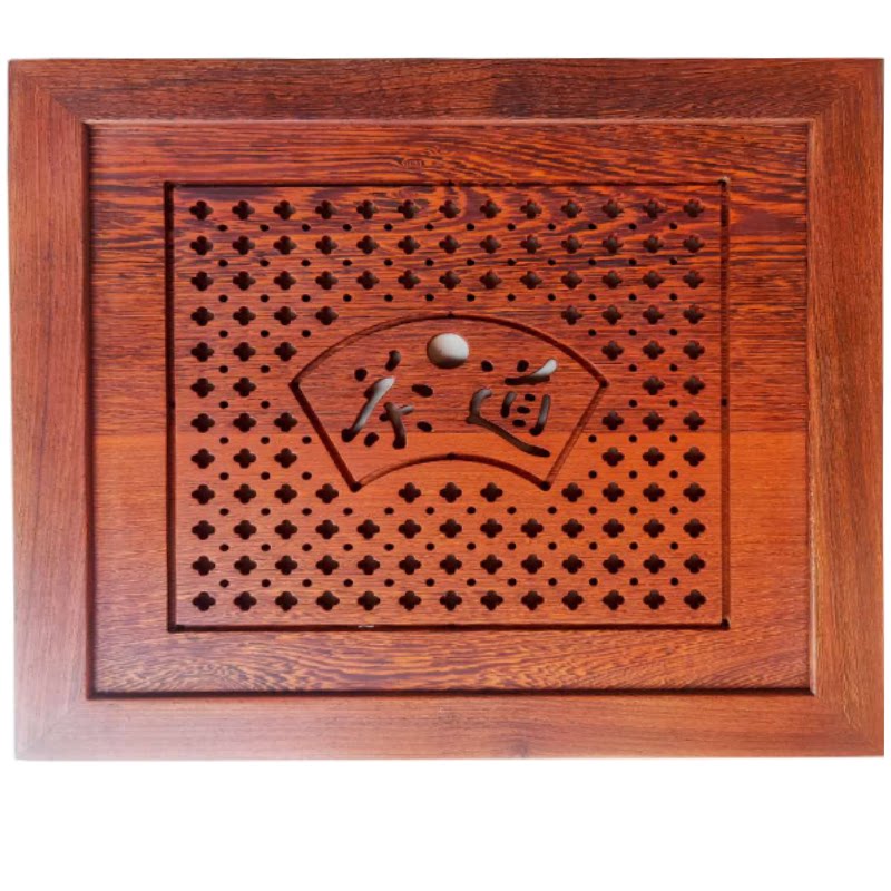 Rosewood chicken wing wood solid wood tea plate household embedded stainless steel plate tea table tea table leakage plate custom direct sales