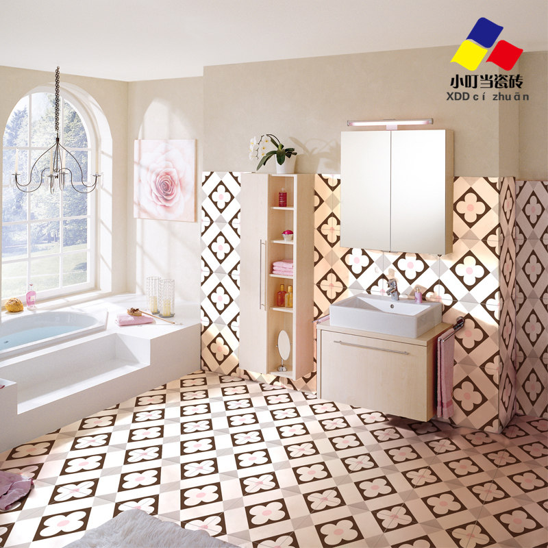 Nordic Color Art Small Flower Brick 200x200 Tile Kitchen Makeup Room Wall Brick Living-room Balcony Anti Slip Floor Tiles