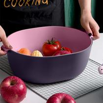 Washing basin drain basket multifunctional kitchen dish storage basket washing fruit double plastic rectangular household trumpet