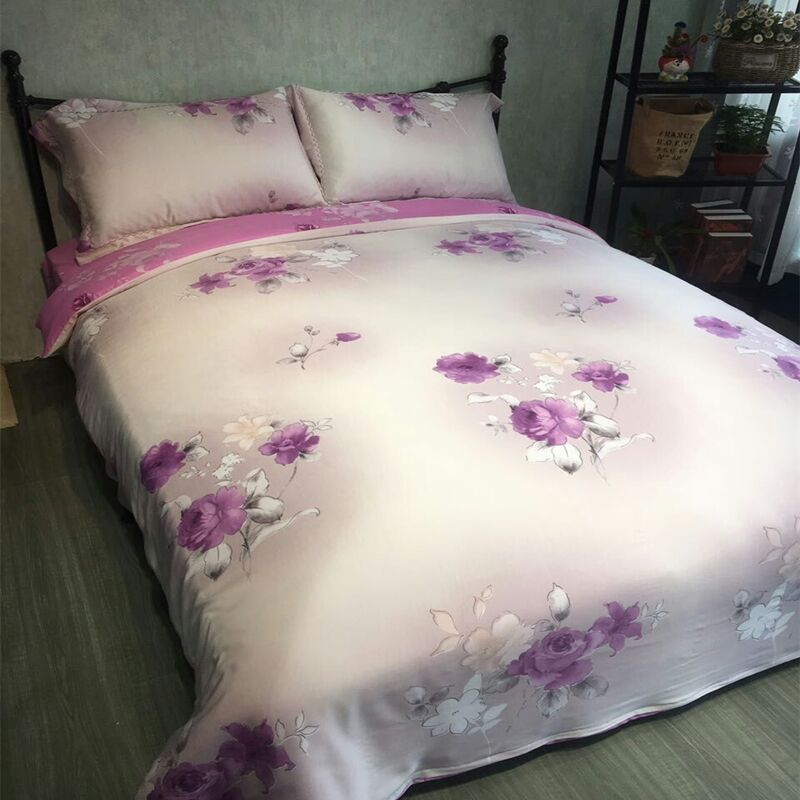 Mùa hè đích thực Tencel bốn mảnh băng lụa quilt cover satin lụa sheets 1.8 2.0 m gạo bộ đồ giường cưới