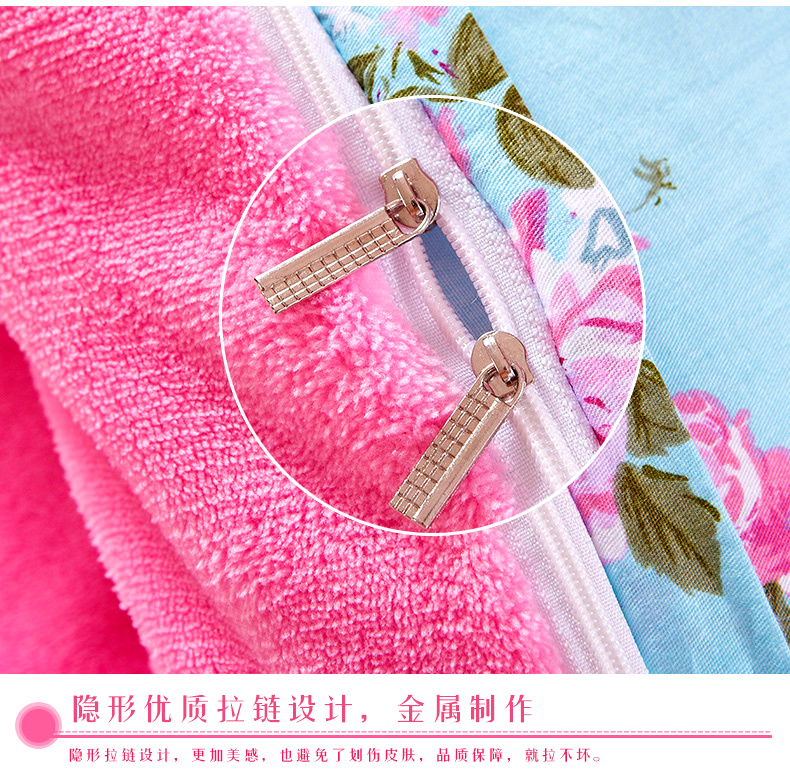 Phiên bản Hàn Quốc của lông cừu san hô bốn mảnh dày mùa đông cộng với tấm nhung chăn flannel 1,8m gối kèm chăn