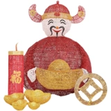 Весенний фестиваль Новый год Dafu God Wealth Yuanbao Copper Coin Spring Cermance Scene Amparement Amportement Hotel Snake Год Железное искусство Светящие украшения