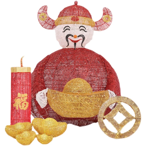 Весенний фестиваль Новый год Dafu God Wealth Yuanbao Copper Coin Spring Cermance Scene Amparement Amportement Hotel Snake Год Железное искусство Светящие украшения