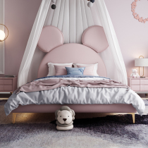Childrens bed Girl princess bed Mickey bed Simple modern leather bed peoples bed Childrens bed Creative cartoon bed