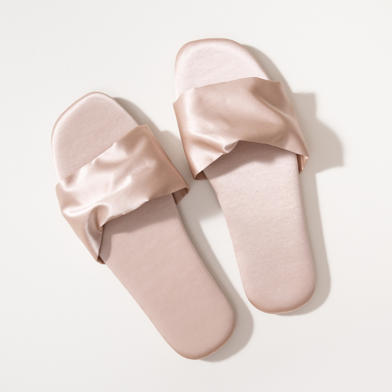 Silk Home Slippers 19mm Mulberry Silk Women's Summer Non-Slip Home Slippers Open-Toe Flat Style Indoor Silk Home Slippers 19mm Mulberry Silk Women's Summer Non-Slip Home Slippers Open-Toe Flat Style Indoor