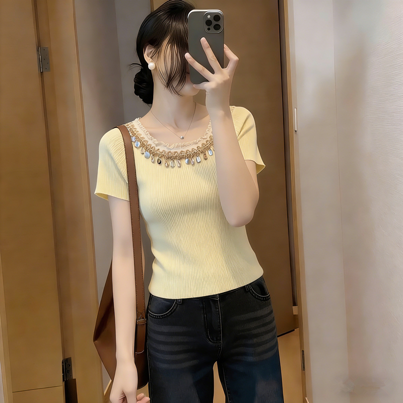 Plus Size Summer Bohemian Style Short-Sleeve T-Shirt for Women, Stylish Design, Off-Shoulder, Unique Top