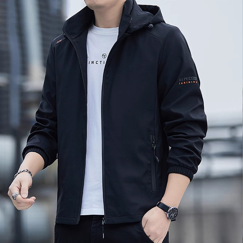 Jeep Black Jacket Men's Spring and Autumn 2026 New Hooded Casual Men's Outdoor Jacket