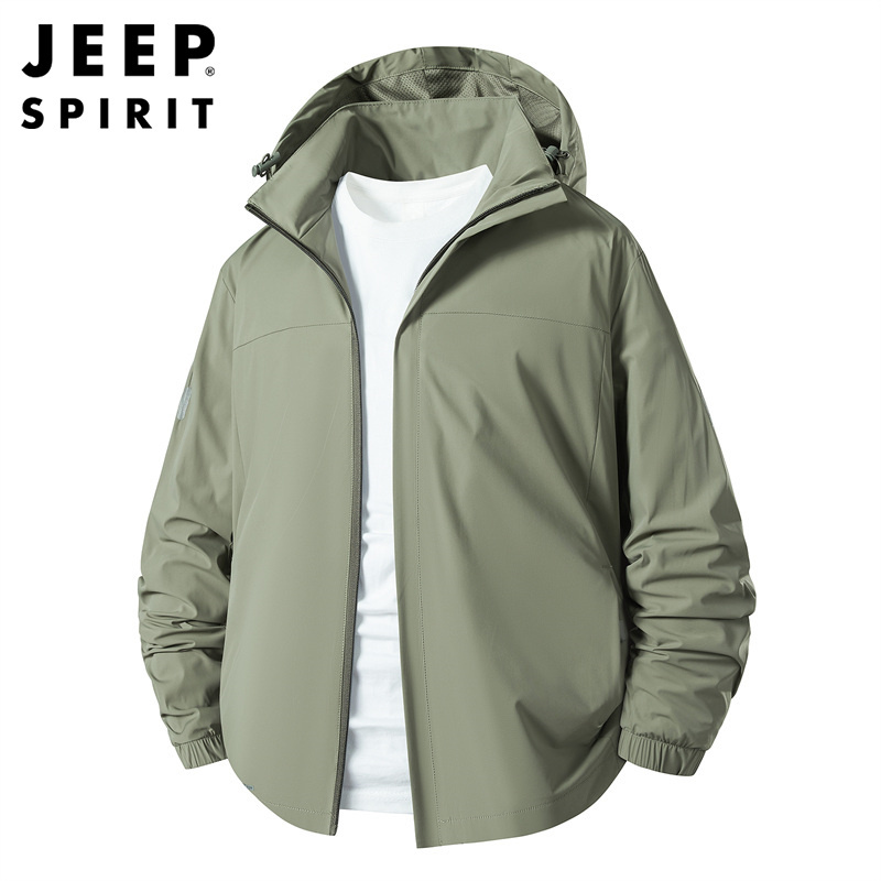 Jeep Outdoor Jacket Men's Spring and Autumn Hooded Waterproof Large Size Jacket High-End Casual Men's Jacket Jeep Outdoor Jacket Men's Spring and Autumn Hooded Waterproof Large Size Jacket High-End Casual Men's Jacket