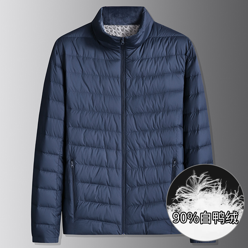 Jeep Lightweight Stand-Collar down Jacket for Men, Winter Thickened and Warm, 90% White Duck Down, Men's Coat, Plus Size