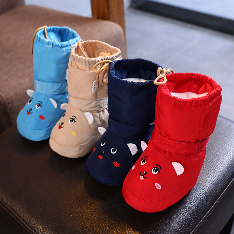 Baby hairy hooves autumn and winter infants and toddlers high tube cotton shoes soft bottom thickened female 0-1 years old does not lose 3-6-12 months male