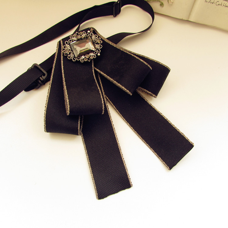 Regular long version of fashion long-sleeved bottoming black work clothes streamer shirt bow tie female accessories children's tie thickening