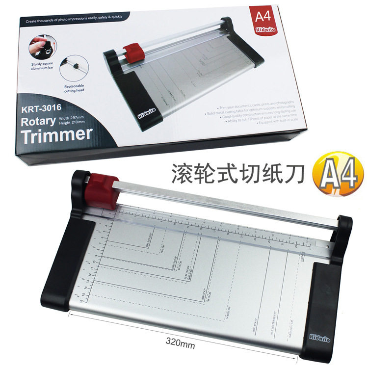 A4 roller paper cutter Kidario rolling cutter metal substrate cutter paper cutter pulley English version