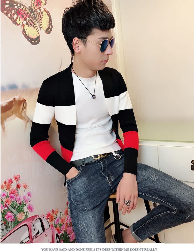 Tinh thần xã hội anh chàng áo gió áo len nam xu hướng phiên bản Hàn Quốc của áo len ngắn mỏng áo len giản dị áo choàng áo gió đồng phục