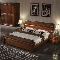 New Chinese Full Wood Bed Gold Silk Black Walnuts Wood Bed Air Pressure High Case Storage Bed Double Man Bed PK Uginwood Furniture