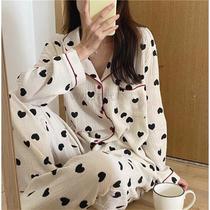 Japanese spring and summer cream sweet love cotton gauze pajamas baby cotton thin home clothes womens Moon clothes