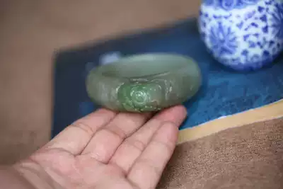 (Flowers like brocade) natural Hetian Qinghai Cui three-dimensional peony wide bracelet a collection of 57 2MM