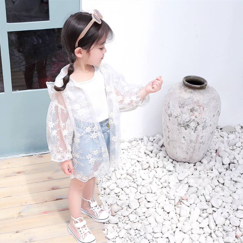 Quần áo chống nắng thoáng khí quần áo bé gái công chúa nước ngoài quần áo da bé chống nắng quần áo bé áo mùa hè mỏng - Quần áo ngoài trời cho trẻ em áo bé trai