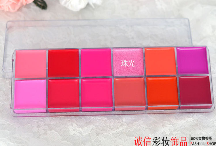 Shamei 12 màu son môi tấm màu set set dưỡng ẩm dưỡng môi son bóng nhiều màu trang điểm ảnh không dấu phấn mắt 3ce 4 màu