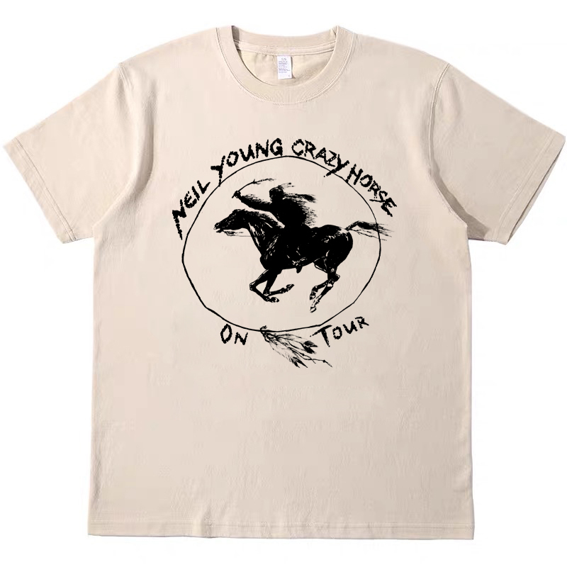 Folk Singer Neil Young Rock American Retro Short-Sleeve Bf Unisex Couple T-Shirt Pure Cotton Tee Original