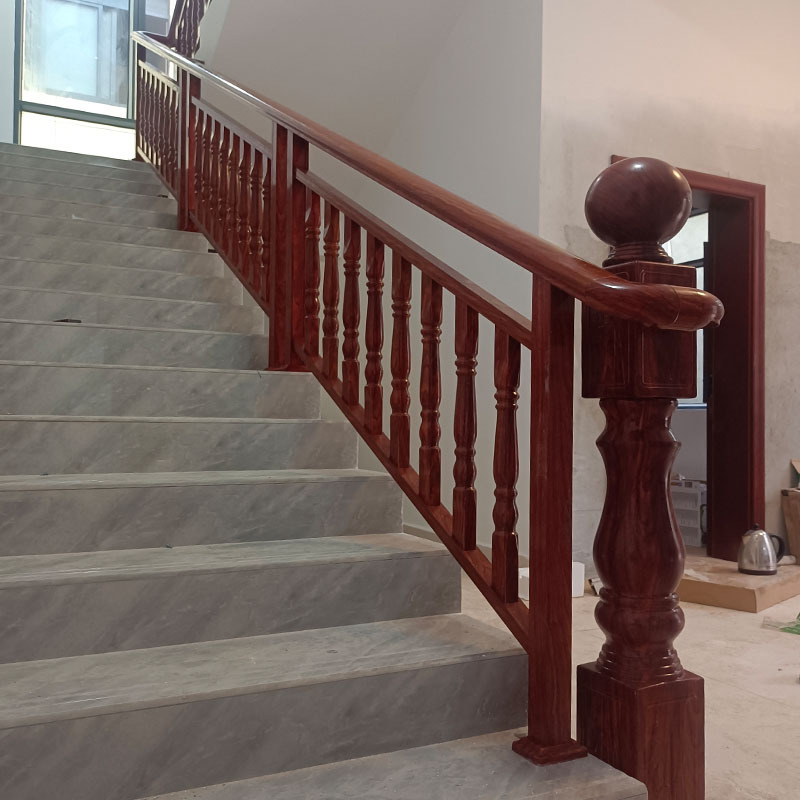 Stair Handrail Indoor Balcony Guardrail Aluminum Art Aluminum Alloy Railing Fence Small Leaf Red Sandalwood Red Home Assembly