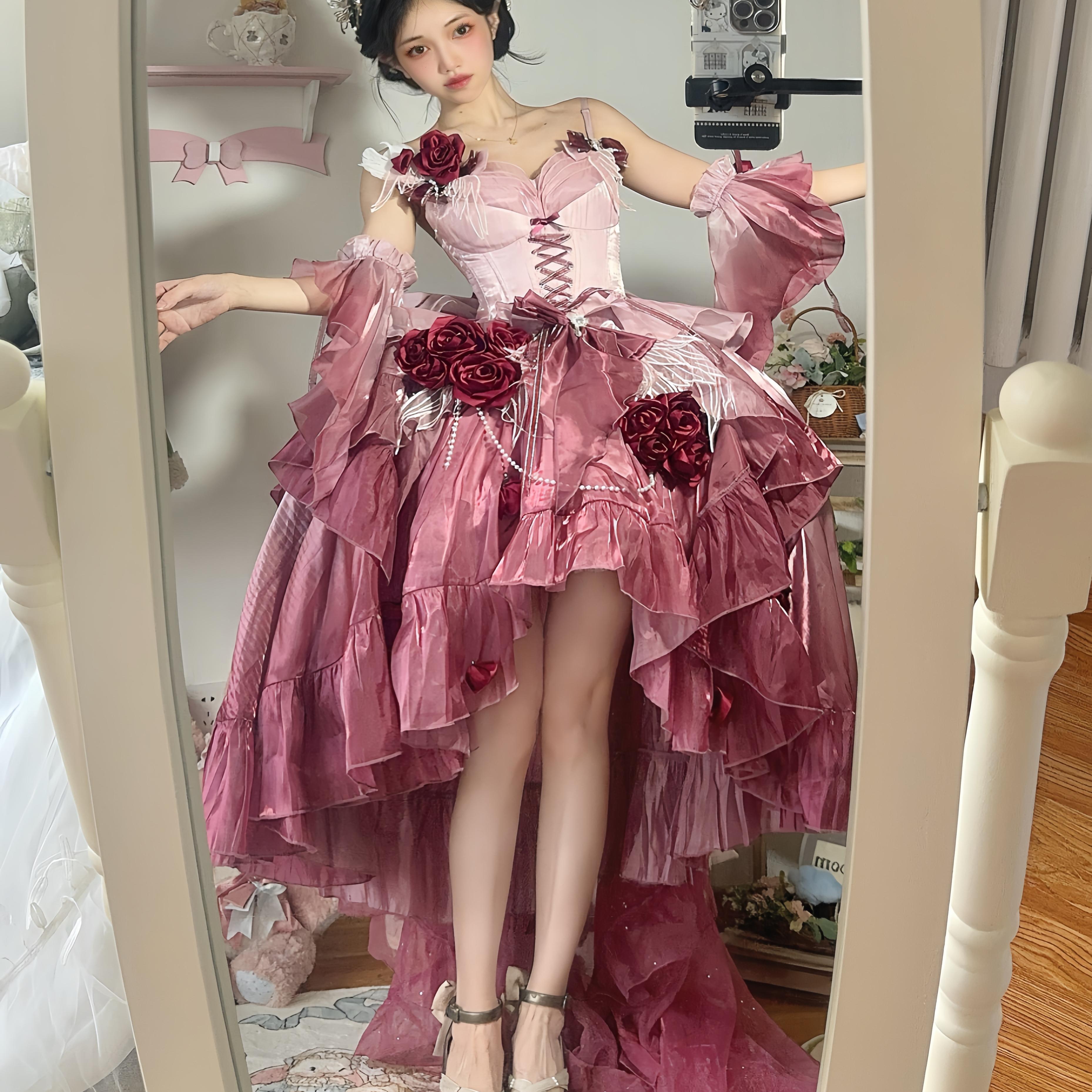 【 swan Mirage Short front and long back Full payment make an appointment 】 Meow fruit Sensen original # swan Mirage # Fairy skirt