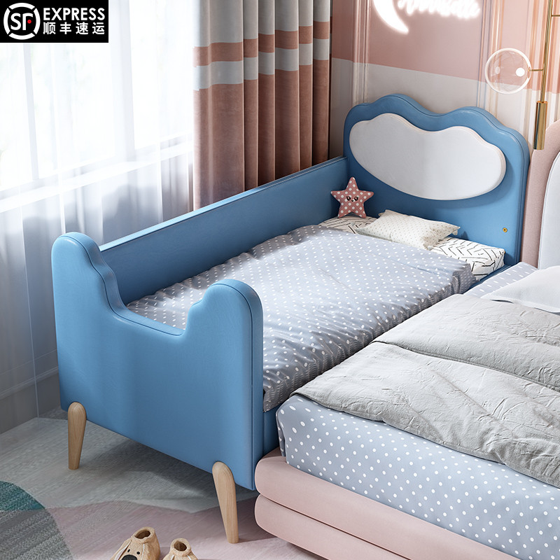 Children's bed stitching big bed single bed baby boy princess bed widening stitching bedside artifact with guardrail soft bag