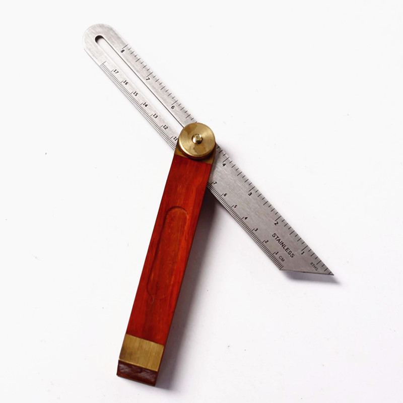 Stainless steel angle ruler active angle ruler 230mm Wood angle ruler combined angular gauge Protractor measuring five gold tools 