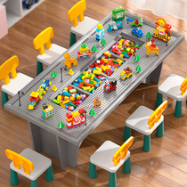 Playground building block table childrens early education baby multi-functional shopping mall assembly educational toys for boys and girls
