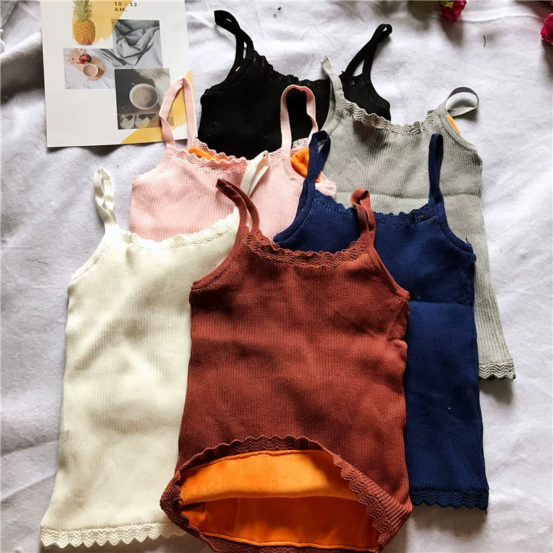 Mùa đông 2018 phiên bản mới của Hàn Quốc của quần lửng cộng với nhung mặc một chiếc áo nịt đã mỏng