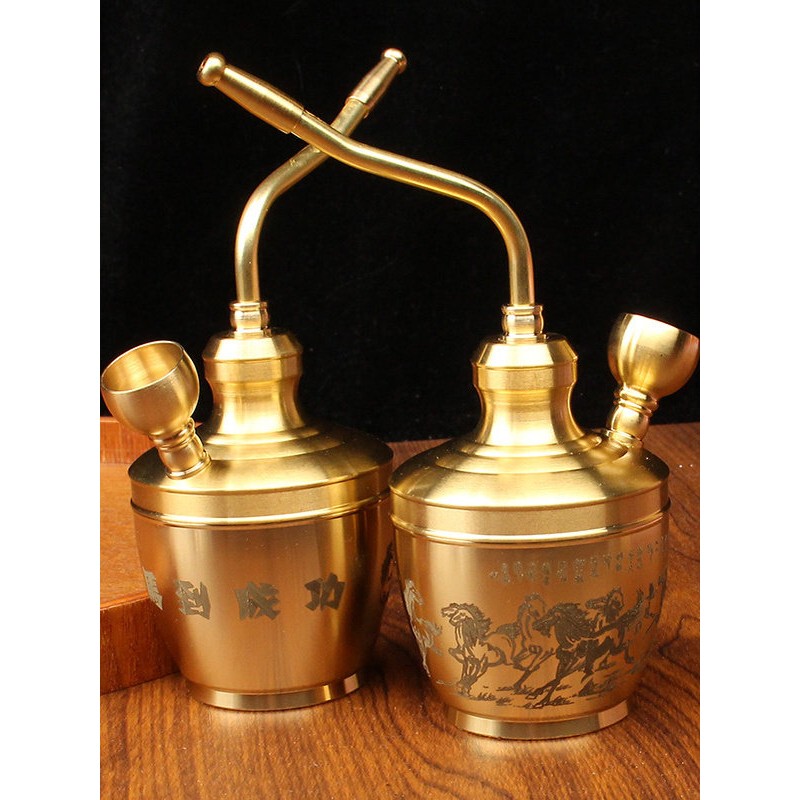 Upgraded Hookah with Filter Cotton, Four-Purpose Smoking Set, Thickened Brass Bai Fu Hookah, Pipe, Handicraft Ornament