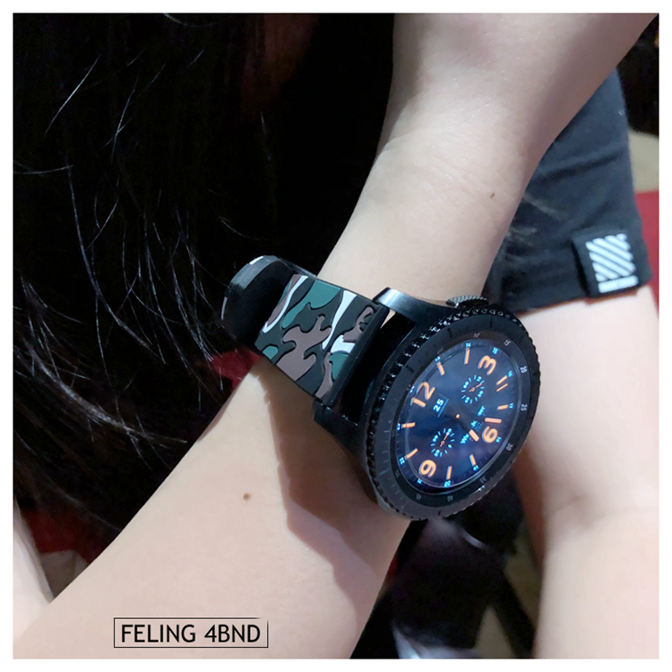 72H出貨 佳明 Garmin Vivoactive 3 HR 手錶帶 矽膠迷彩 替換腕帶 20MM 環保硅膠