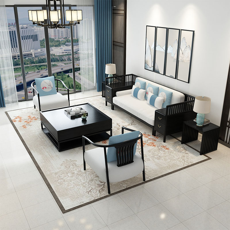 New Chinese solid wood sofa Modern Villa-Like style Sofa Combination Simple small-family-style Living room furniture Customized