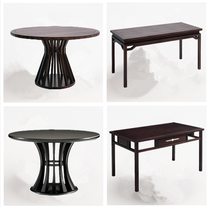 New Chinese style dining table and chairs combined Zen full solid wood round table modern simplicity about 4-6 people dining table 1 5 m Restaurant furniture