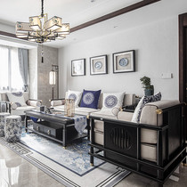 New Chinese sofa Composition Modern Chinese all-solid wood Zen Cloth Art Furniture Like room Living room Retro Custom