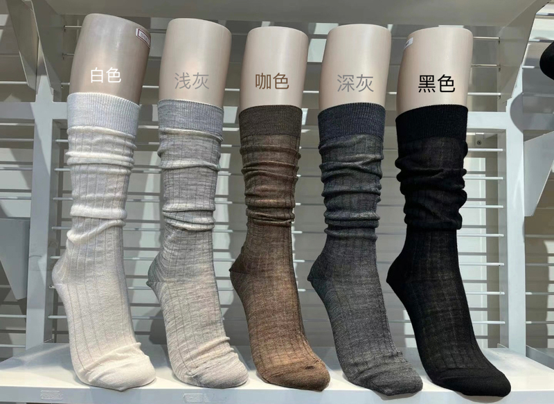 Miu Show Women's Socks Korean Aileen Socks 2023 New Style Containing Wool Ingredients Calf Socks Slouch Socks for Women