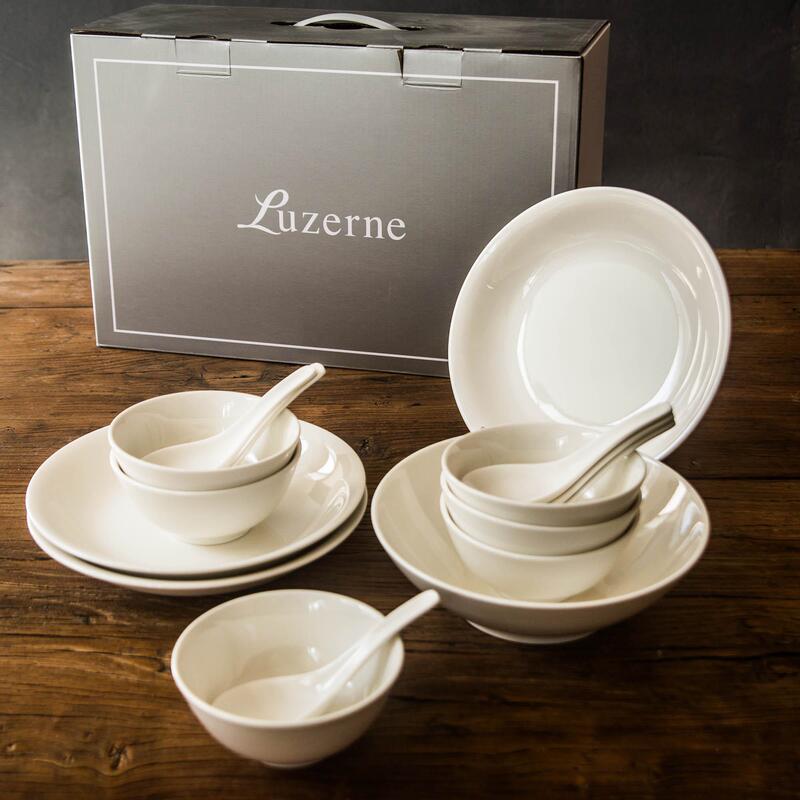 Luzerne Genuine Lemon White Series 16-Piece/22-Piece Ceramic Set Gift Box with White Transparent Glaze Luzerne Genuine Lemon White Series 16-Piece/22-Piece Ceramic Set Gift Box with White Transparent Glaze