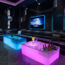 KTV luminous coffee table LED mass sales box nightclub bar table modern colorful glass corner card seat table and chair combination
