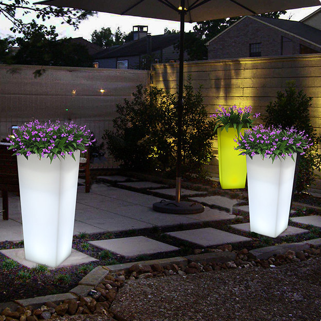 Luminous Large Caliber Round Multi Meat Flowerpots Plastic Beauty Chen Court Waterproof Creative Outdoor Potted Flowers Bowl Rectangular