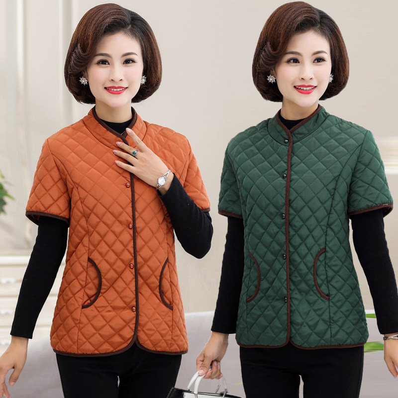 Mid-aged women's clothing autumn and winter clothing elderly clip cotton waistcoat short sleeve waistcoat Waistcoat Mother Clothing half sleeves Shoulder Cotton Blouse