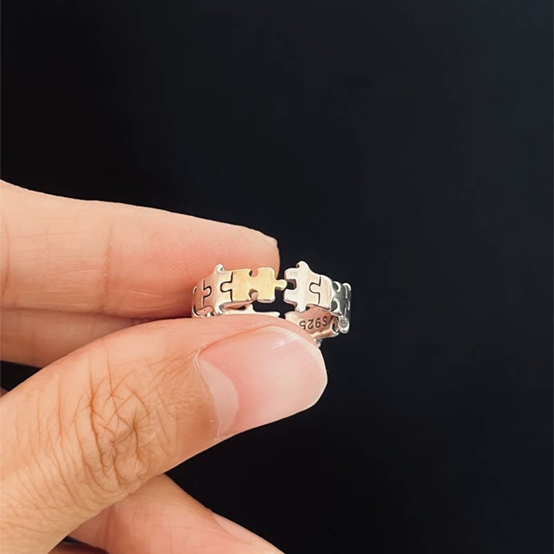 Silver fragment puzzle ring for women with high-end sense